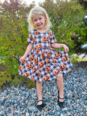 PUMPKIN JACK GINGHAM TWIRL DRESS