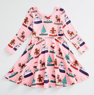 PINK SNOW GLOBE TWIRLY DRESS