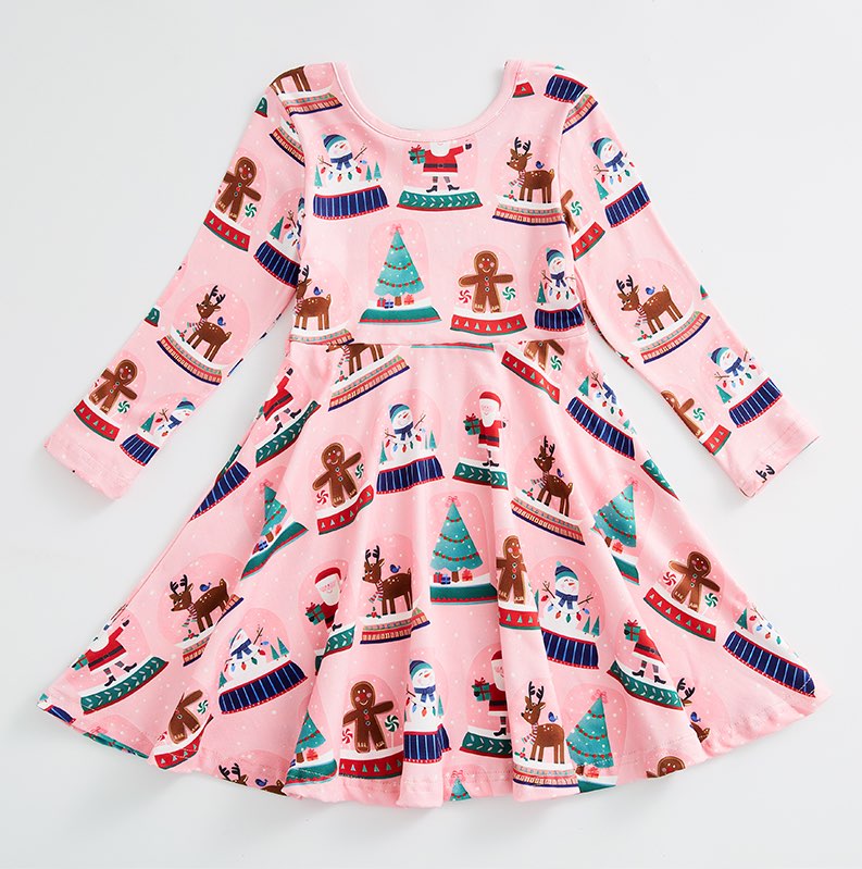 PINK SNOW GLOBE TWIRLY DRESS
