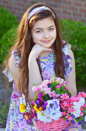 PURPLE SPRING FLORAL DRESS