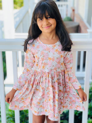 PINK PUMPKIN LONG SLEEVES DRESS