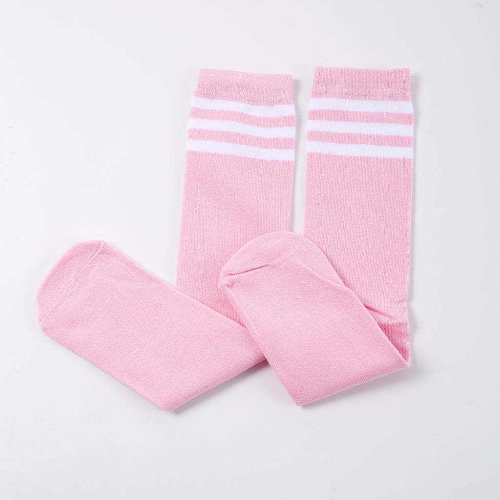 PINK WITH WHITE STRIPES SOCKS