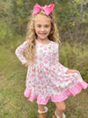 PINK CHRISTMAS COOKIES BOW DRESS