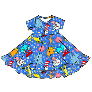 BLUE CAT HAT DRESS WITH POCKETS