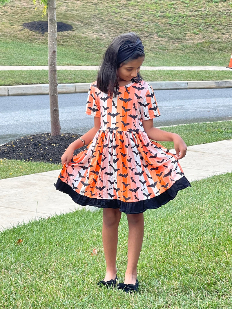 BATS STRIPE HALLOWEEN DRESS