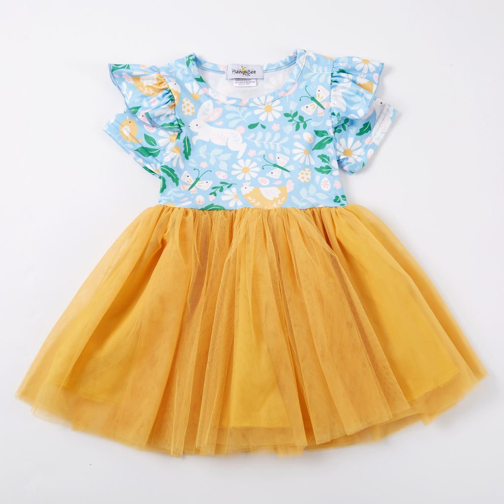 EASTER BUNNY BLUE & YELLOW TUTU DRESS