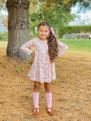 PINK PUMPKIN LONG SLEEVES DRESS