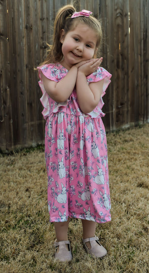 PINK BUNNY TIE BACK DRESS