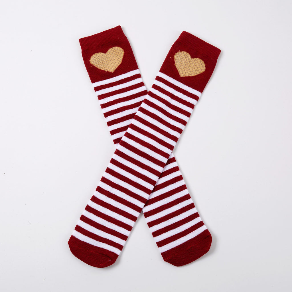 WINE  HEART STRIPE SOCKS