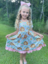 PUMPKIN FLORAL TWIRL DRESS