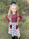 REINDEER BUFFALO PLAID DRESS WITH POCKETS
