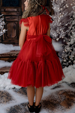 DIANE FLORAL RED HOLIDAY DRESS