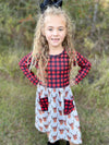 REINDEER BUFFALO PLAID DRESS WITH POCKETS