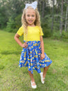 YELLOW & BLUE BACK TO SCHOOL TWIRL DRESS