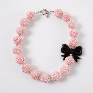 PINK WITH BLACK BOW BUBBLEGUM NECKLACE