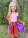 WITCH SISTER TWIRLY LONG SLEEVES DRESS PINK/RED - HC2025