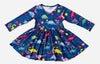 DINOUSAUR LONG SLEEVES TWIRL DRESS