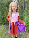 WITCH SISTER TWIRLY LONG SLEEVES DRESS PINK/RED