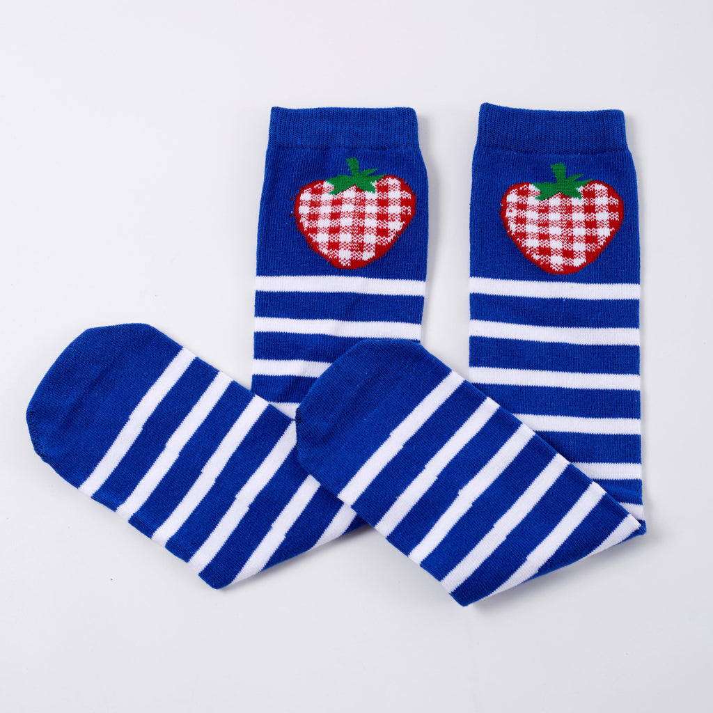 STRAWBERRY BLUE STRIPE SOCKS