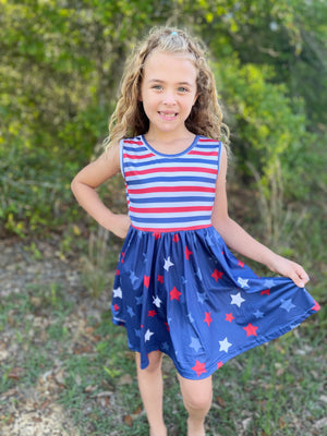 PATRIOTIC STAR & STRIPE TANK DRESS