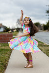 RAINBOW TYE DYE TWIRLY DRESS