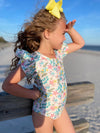 FLORAL PINK BOW SWIMSUIT