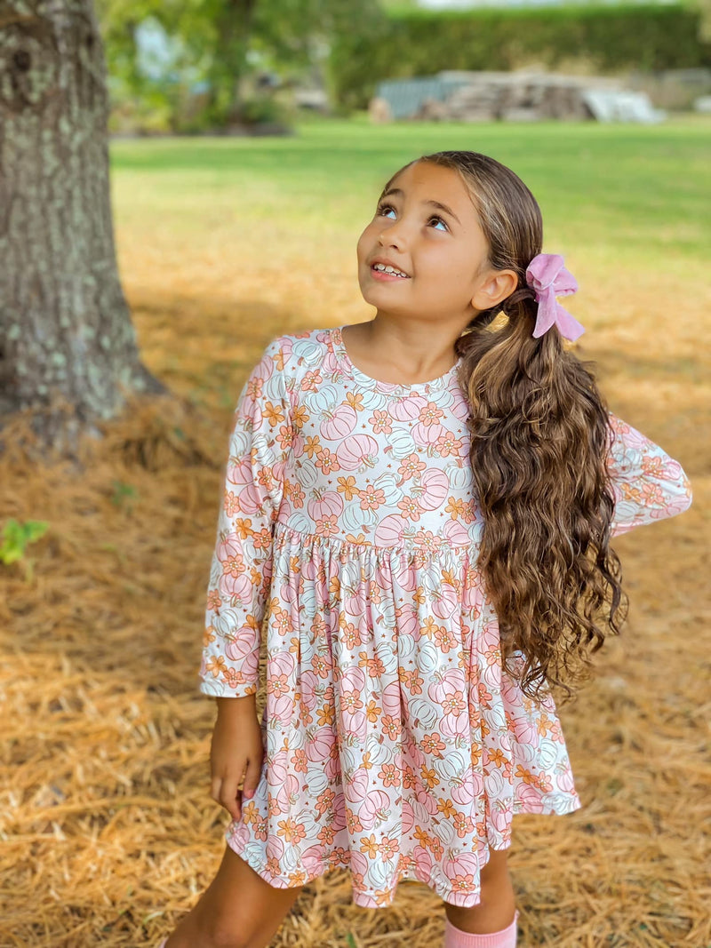 PINK PUMPKIN LONG SLEEVES DRESS