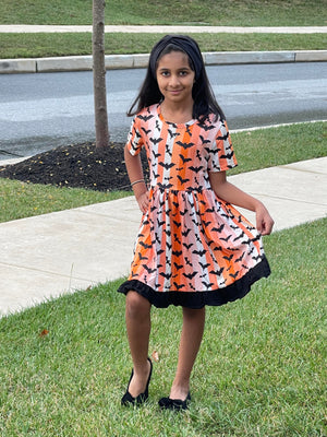 BATS STRIPE HALLOWEEN DRESS
