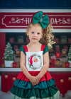 VINTAGE SANTA WREATH RUFFLED DRESS