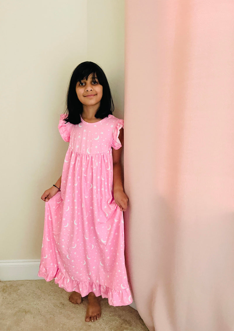 MOON & STAR NIGHTGOWN - LIGHT PINK