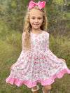 PINK CHRISTMAS COOKIES BOW DRESS