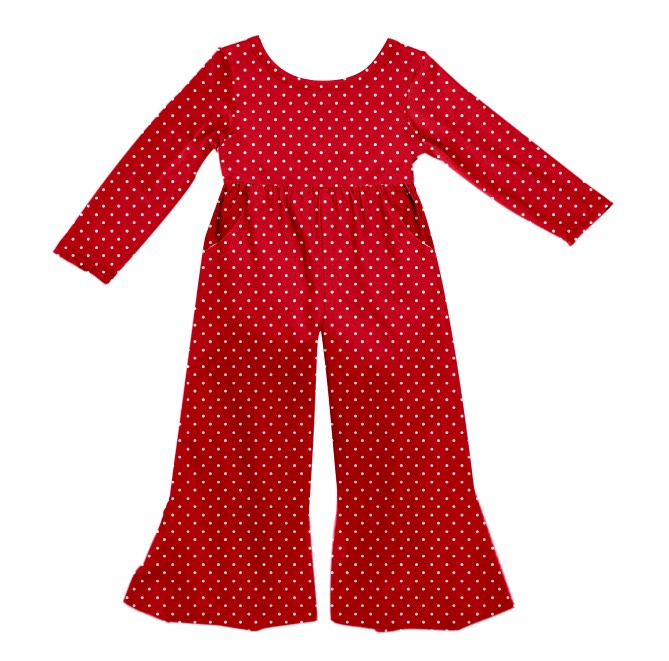 POLKA RED WIDE LEG ROMPER