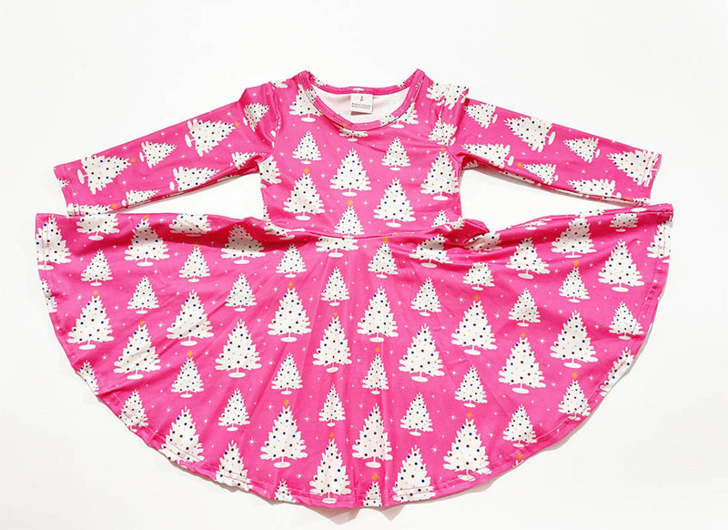 PINK CHRISTMAS TREE TWIRLY DRESS