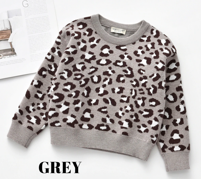 ANIMAL PRINT SWEATER - GREY