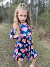 NAVY RAINBOW TYE DYE HEART TWIRL DRESS