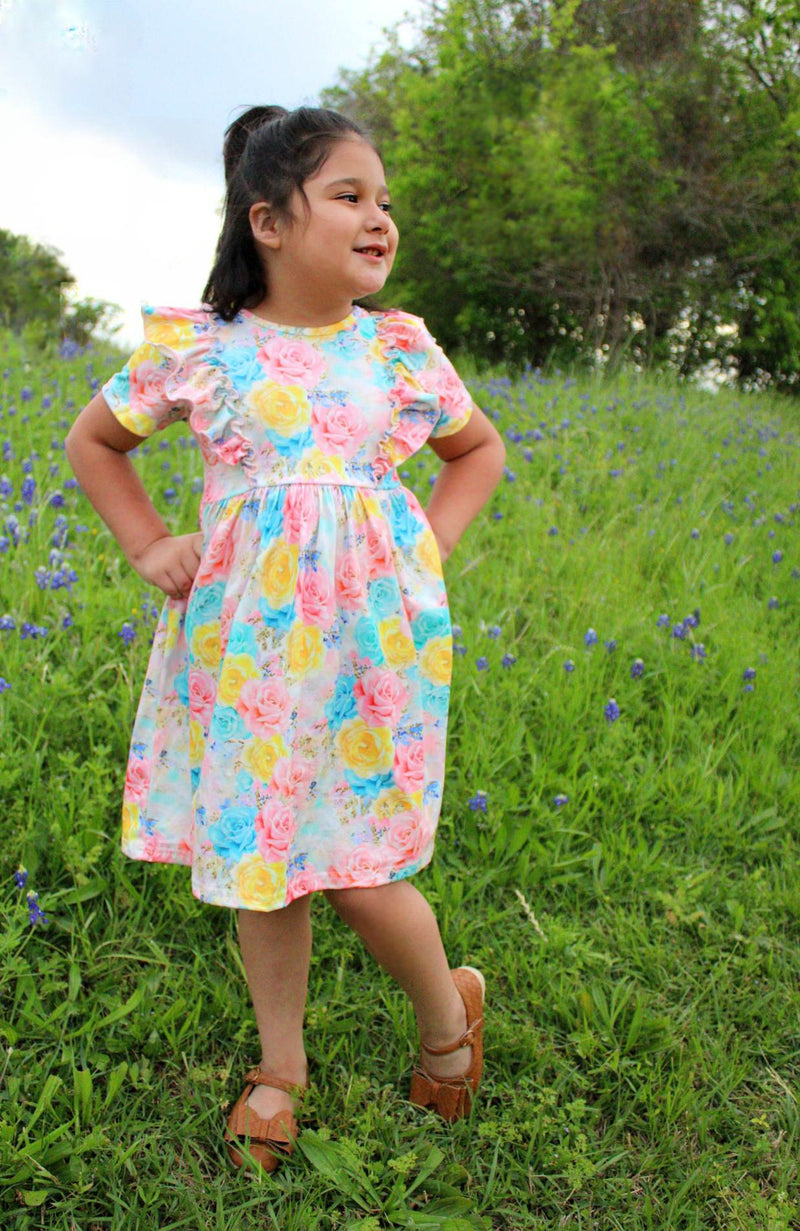 SPRING FLORAL PASTEL DRESS