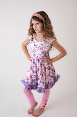 SPRING FLORAL BACK BOW DRESS