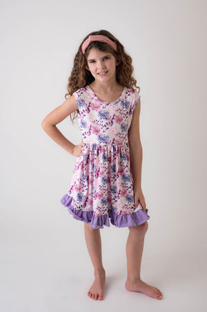 SPRING FLORAL BACK BOW DRESS
