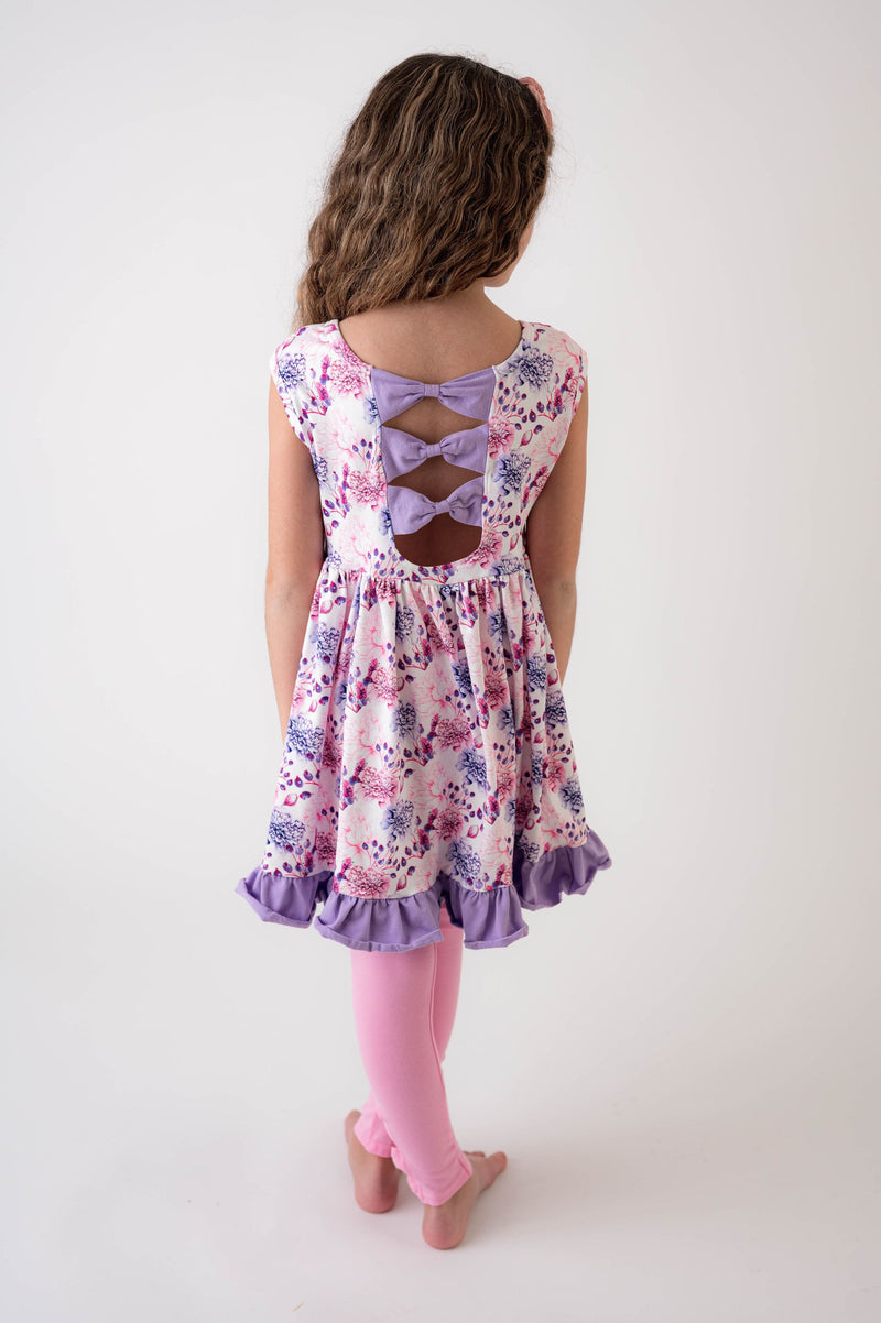 SPRING FLORAL BACK BOW DRESS