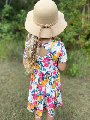 FALL FLORAL BOW DRESS