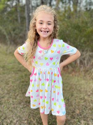 PASTEL HEARTS DRESS WITH POCKETS