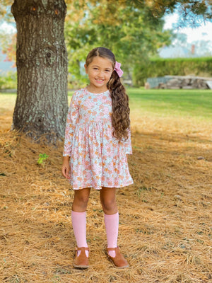 PINK PUMPKIN LONG SLEEVES DRESS