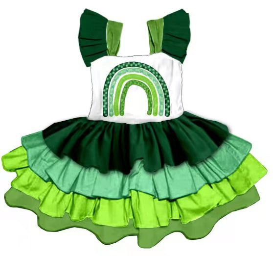 ST PATRICK RAINBOW RUFFLED DRESS