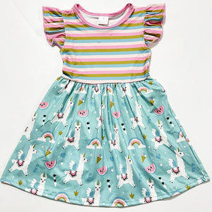 LLAMA STRIPES DRESS