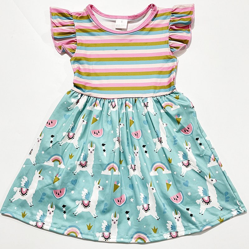 LLAMA STRIPES DRESS