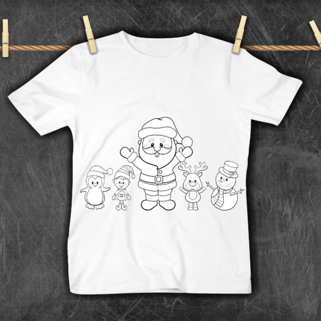 COLOR YOUR OWN TSHIRT - SANTA & FRIENDS