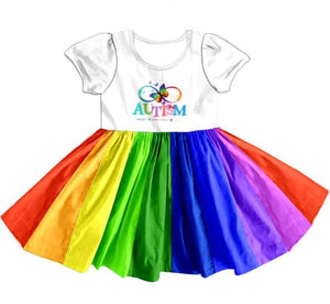 AUTISM AWARENESS RAINBOW TWIRL DRESS