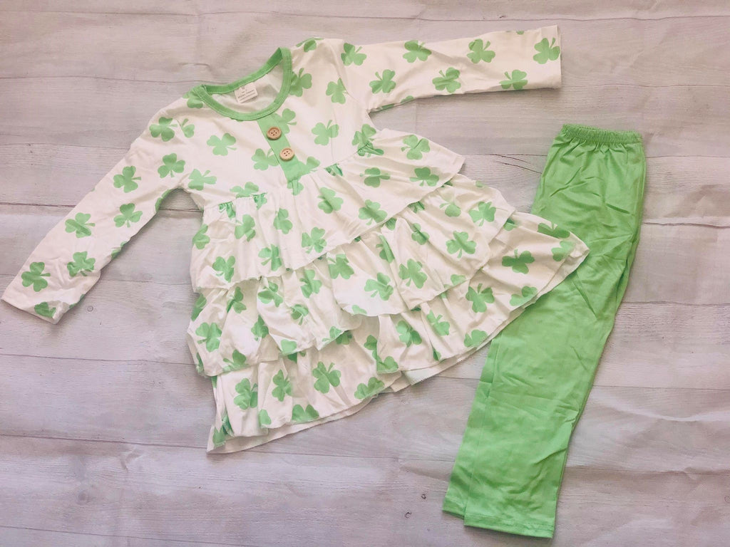 SHAMROCK RUFFLE DRESS WITH LEGGINGS