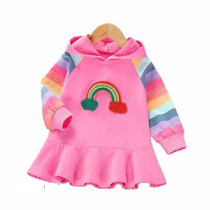 RAINBOW HOODIE DRESS  - 4 COLORS