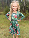 CHRISTMAS FLORAL TWIRLY DRESS